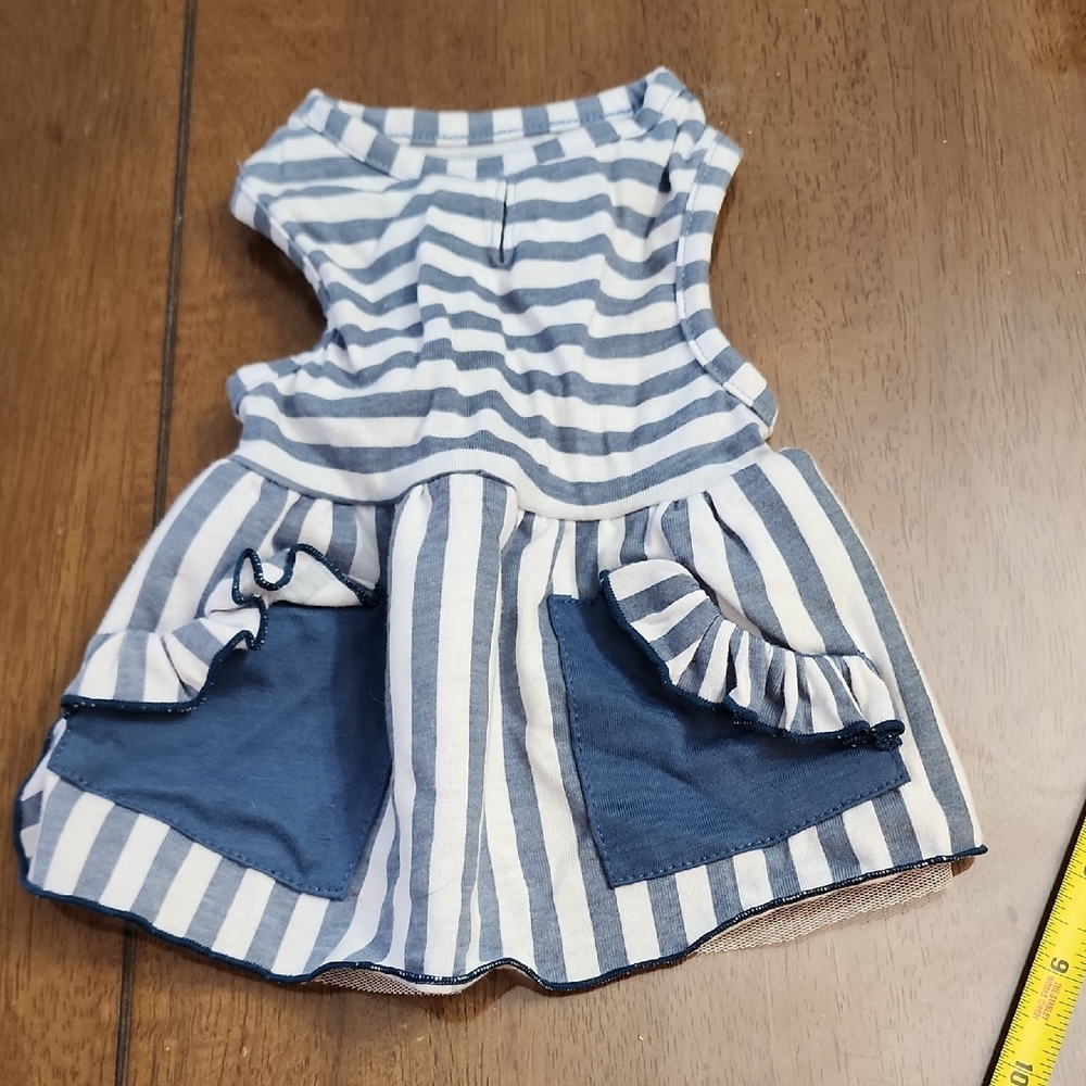 Striped Blue and White Dog Dress